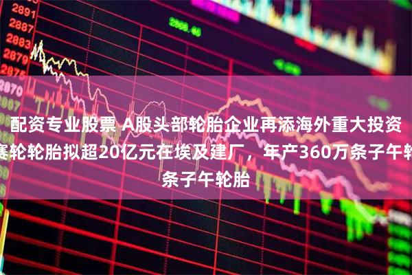 配资专业股票 A股头部轮胎企业再添海外重大投资！赛轮轮胎拟超20亿元在埃及建厂，年产360万条子午轮胎