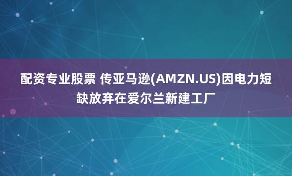 配资专业股票 传亚马逊(AMZN.US)因电力短缺放弃在爱尔兰新建工厂