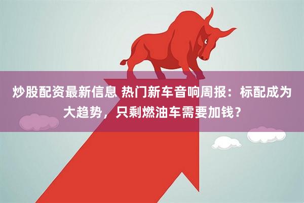 炒股配资最新信息 热门新车音响周报：标配成为大趋势，只剩燃油车需要加钱？